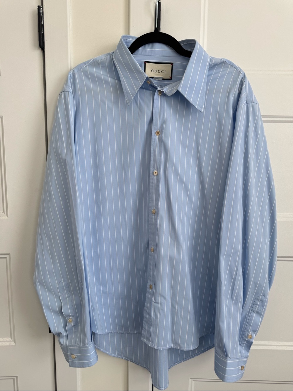 Gucci Blue Stripe Long Sleeve Collared Button Up Dress Shirt | Made in Italy